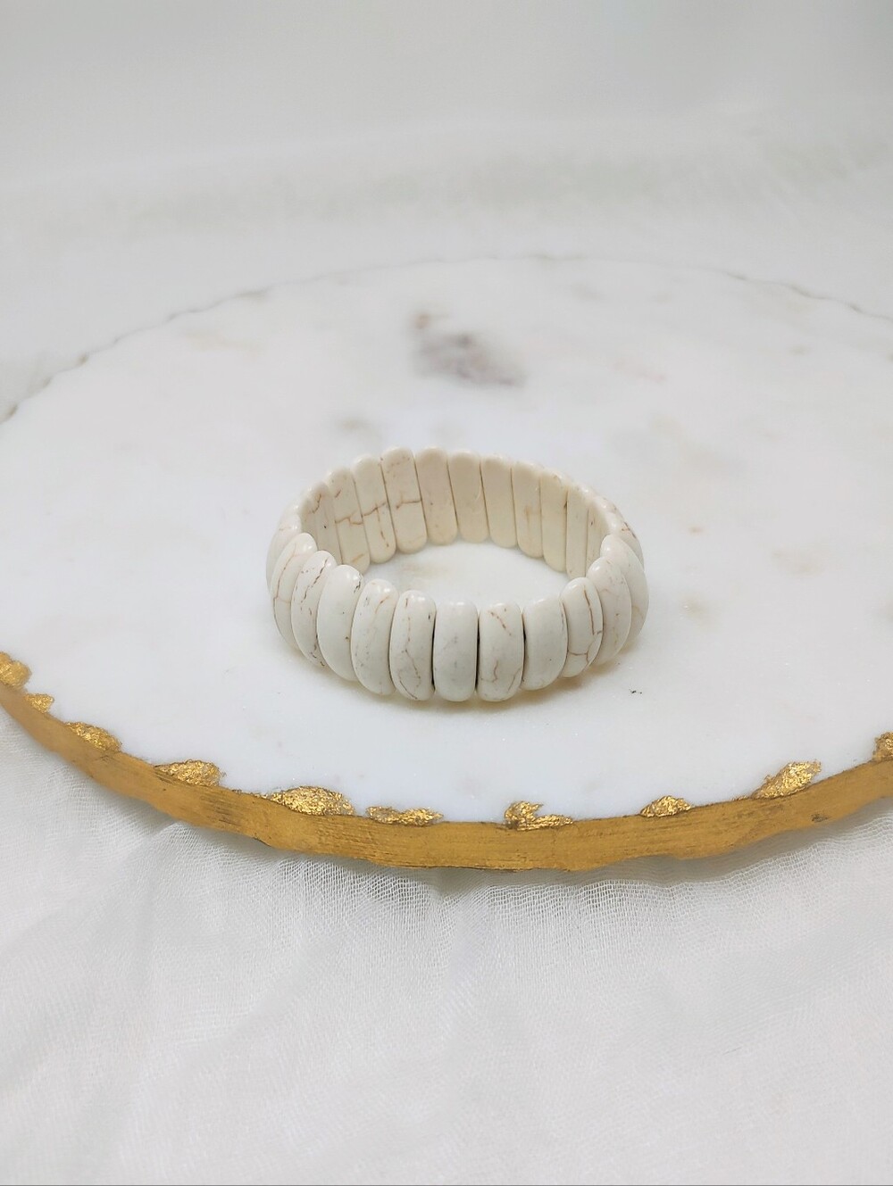 White Howlite Style Stretch Bracelet Boho Stone Jewelry